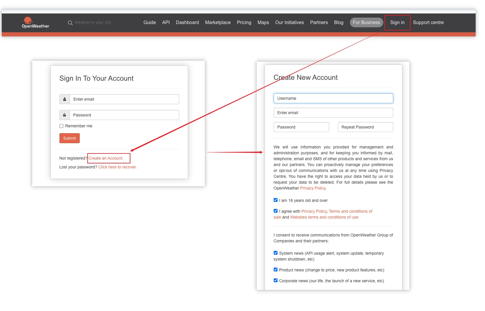 OpenWeather Register